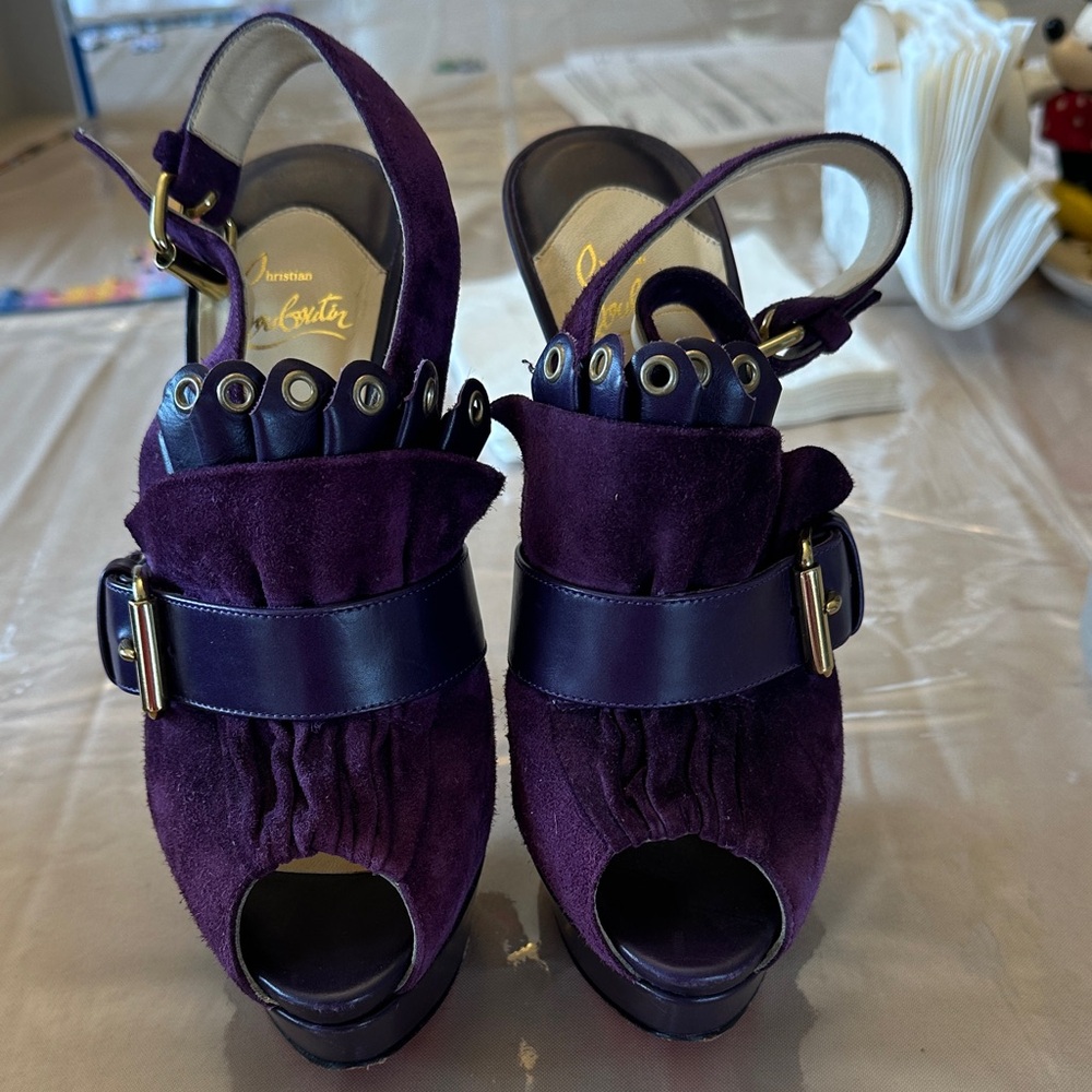 Christian Louboutin Purple Peep-Toe Heels
